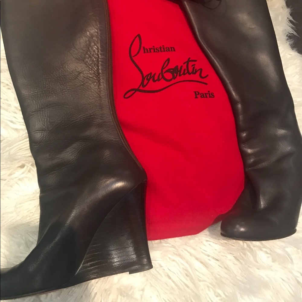 Christian Louboutin vintage dark brown wedge boots